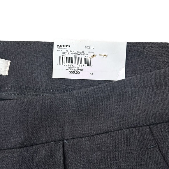Nine West Wide Leg Front Seam Pants Size 10 Black NWT - Picture 9 of 11